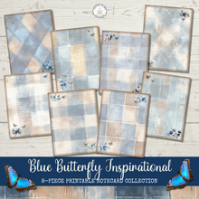 Load image into Gallery viewer, Blue Butterfly Inspirational 8-Piece Printable Notecard Collection {DIGITAL DOWNLOAD}