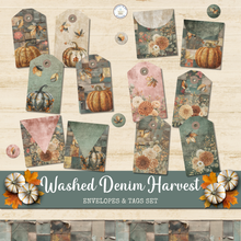 Load image into Gallery viewer, Washed Denim Harvest Envelopes & Tags Set {DIGITAL DOWNLOAD}