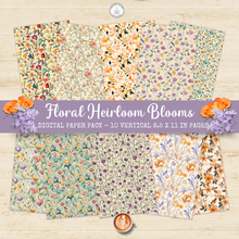 Load image into Gallery viewer, Floral Heirloom Blooms Digital Paper Pack {DIGITAL DOWNLOAD}