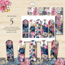Load image into Gallery viewer, Midnight Garden Bookmark, Sticker, & Notecard Set {DIGITAL DOWNLOAD}