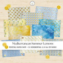 Load image into Gallery viewer, Mediterranean Summer Lemons Digital Paper Pack {DIGITAL DOWNLOAD}