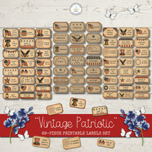 Load image into Gallery viewer, Vintage Patriotic 69-Piece Printable Labels Set {DIGITAL DOWNLOAD}