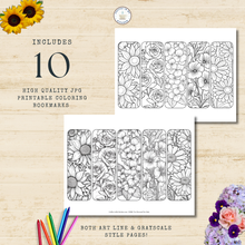 Load image into Gallery viewer, Dreamy Florals 10-Piece Coloring Bookmarks Collection {DIGITAL DOWNLOAD}