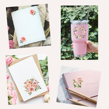Load image into Gallery viewer, Romantic Pink Roses Clipart Pack, DIGITAL DOWNLOAD