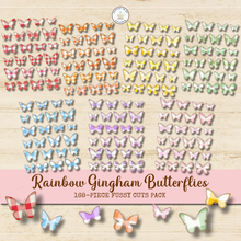 Load image into Gallery viewer, Rainbow Gingham Butterflies Fussy Cuts Pack {DIGITAL DOWNLOAD}
