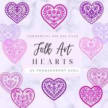 Load image into Gallery viewer, Folk Art Hearts SVG Pack - DIGITAL DOWNLOAD
