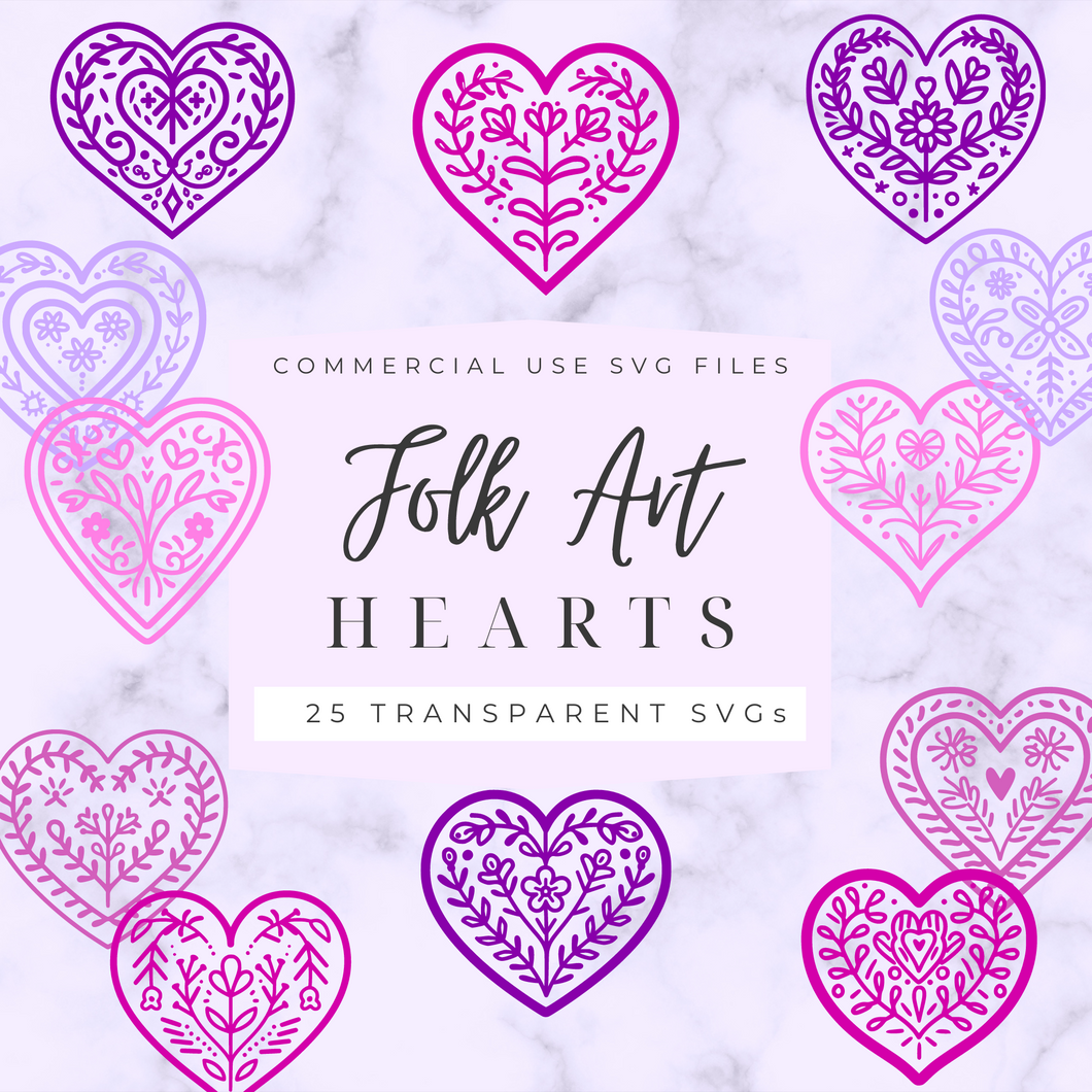 Folk Art Hearts SVG Pack - DIGITAL DOWNLOAD