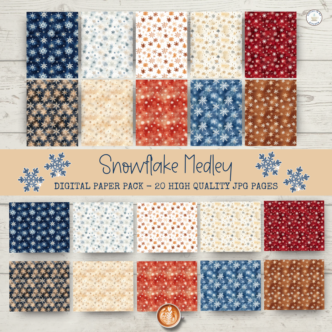 Snowflake Medley Digital Paper Pack {DIGITAL DOWNLOAD}