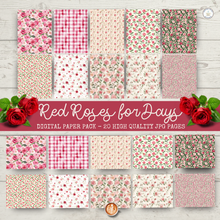 Load image into Gallery viewer, Red Roses for Days Digital Paper Pack {DIGITAL DOWNLOAD}
