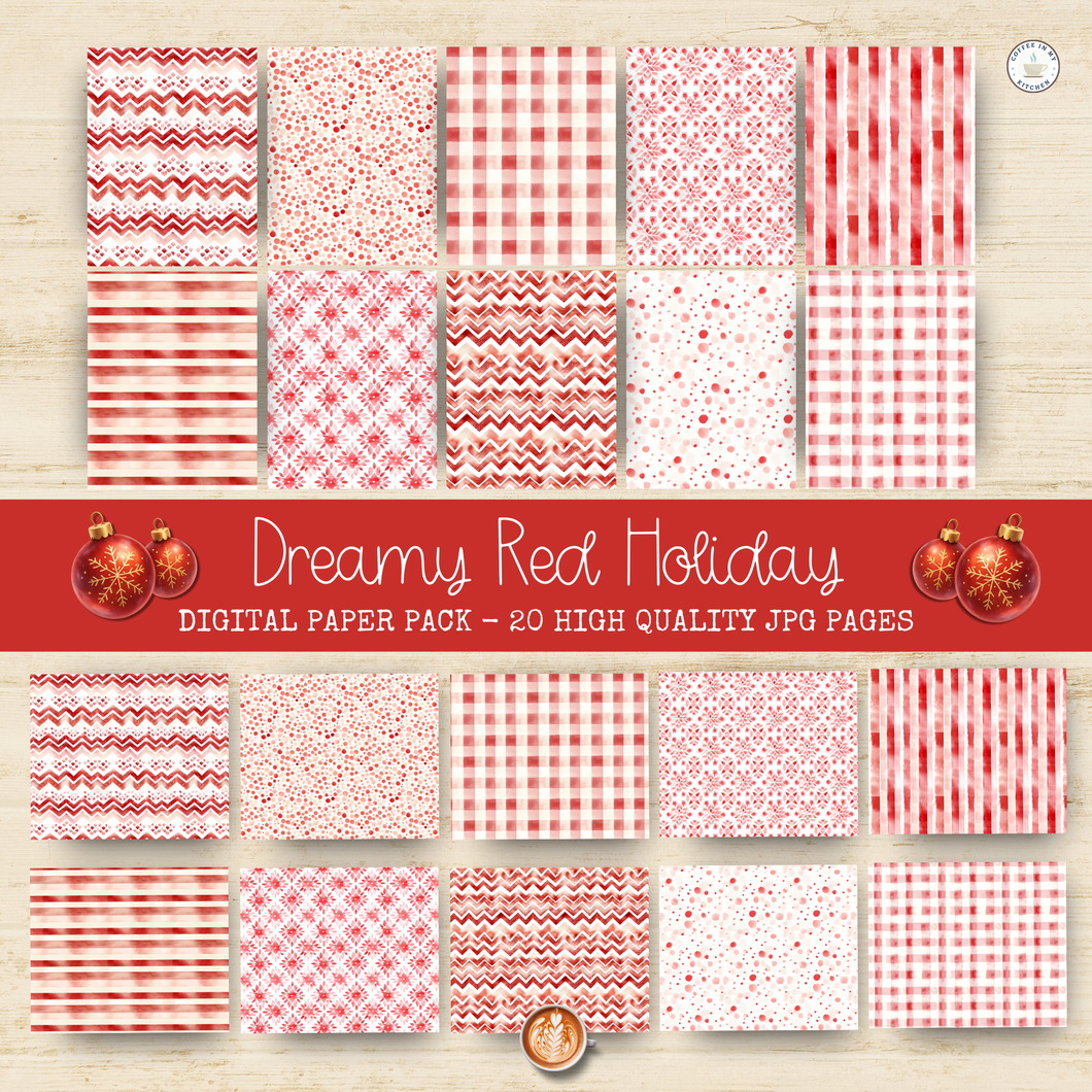 Dreamy Red Holiday Digital Paper Pack {DIGITAL DOWNLOAD}