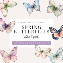 Load image into Gallery viewer, Spring Butterflies Clipart Pack DIGITAL DOWNLOAD
