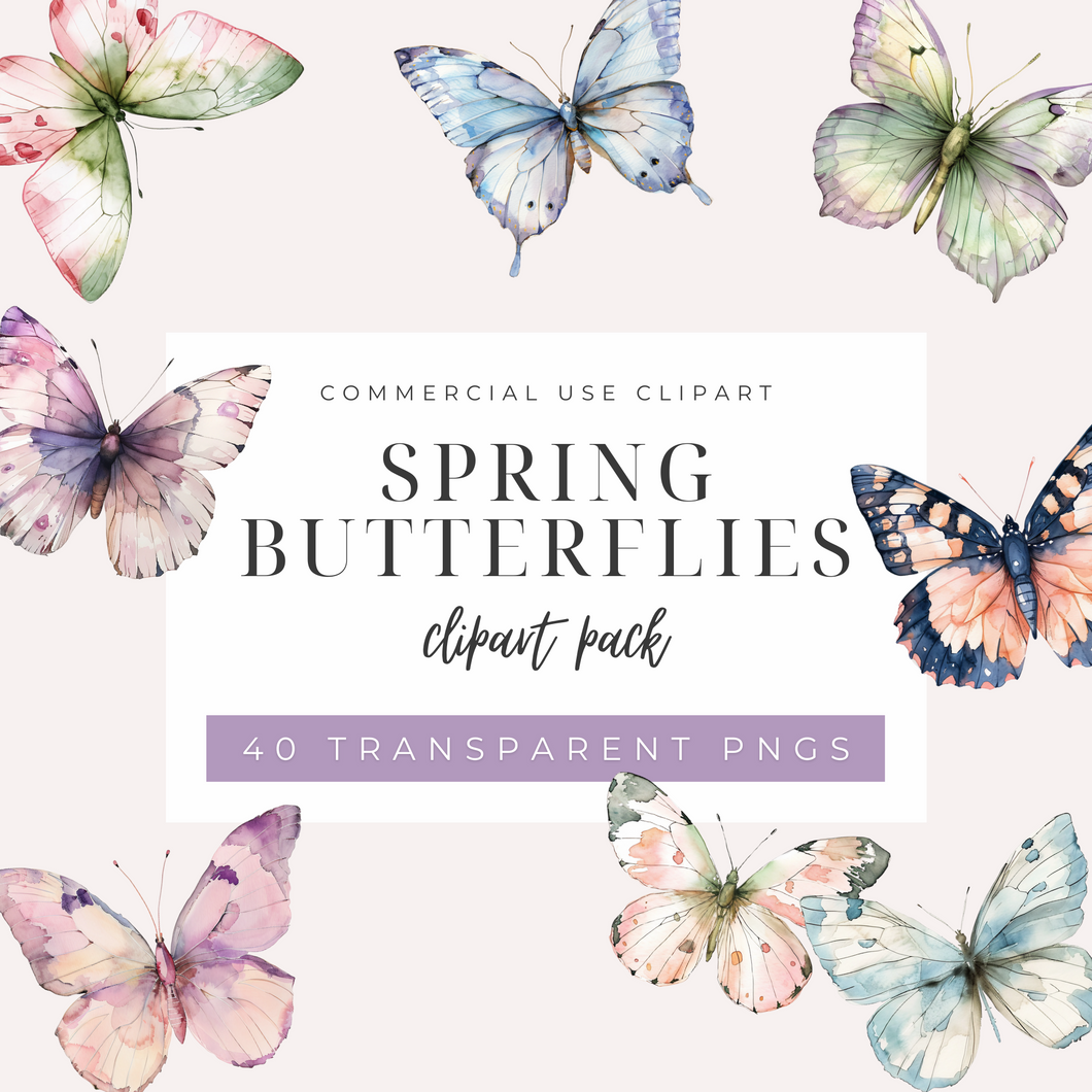Spring Butterflies Clipart Pack DIGITAL DOWNLOAD