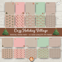 Load image into Gallery viewer, Cozy Holiday Village Digital Paper Pack {DIGITAL DOWNLOAD]
