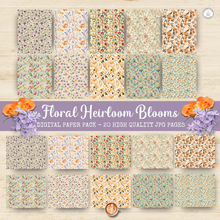 Load image into Gallery viewer, Floral Heirloom Blooms Digital Paper Pack {DIGITAL DOWNLOAD}

