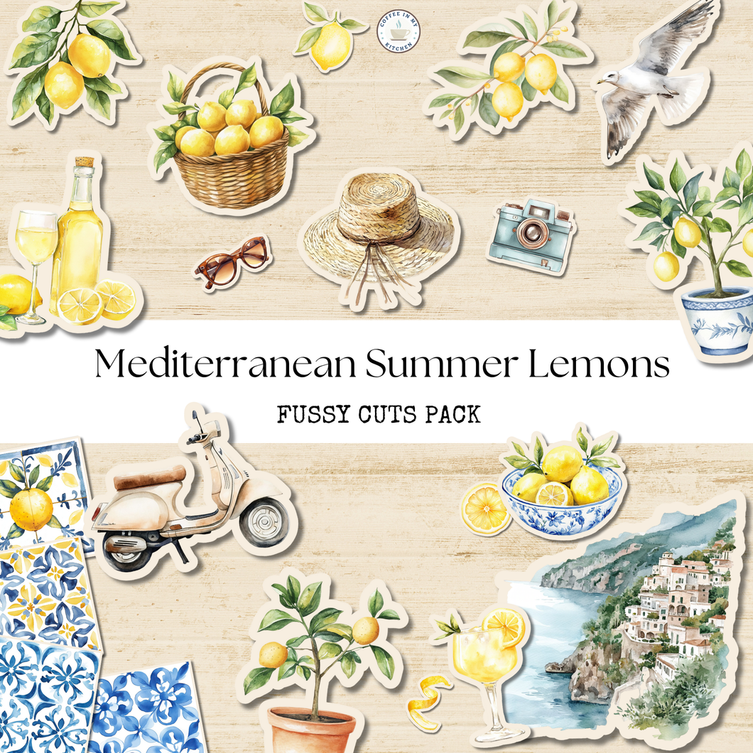 Mediterranean Summer Lemons Fussy Cuts Pack {DIGITAL DOWNLOAD}