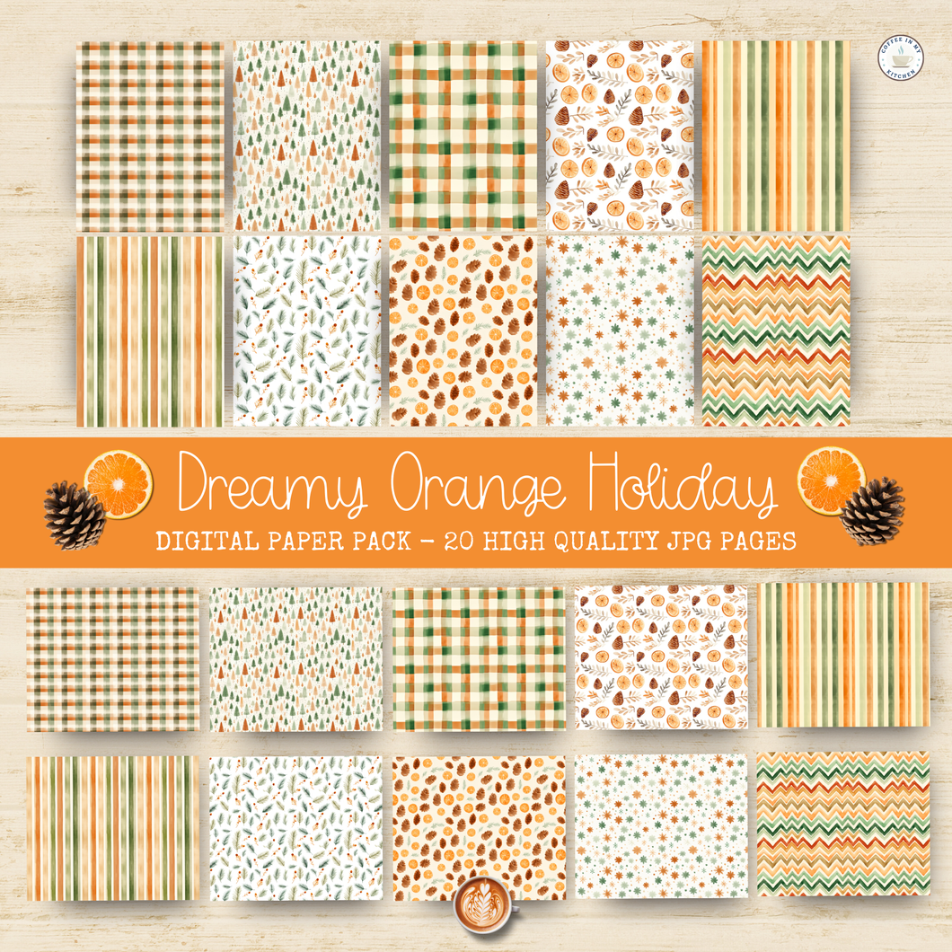 Dreamy Orange Holiday Digital Paper Pack {DIGITAL DOWNLOAD}