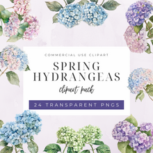 Load image into Gallery viewer, Spring Hydrangeas Clipart Pack DIGITAL DOWNLOAD
