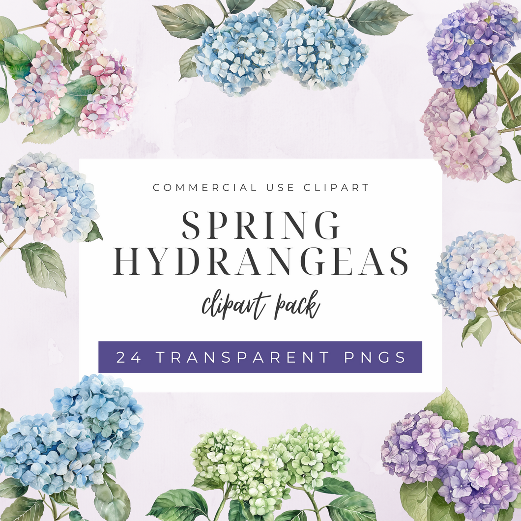 Spring Hydrangeas Clipart Pack DIGITAL DOWNLOAD