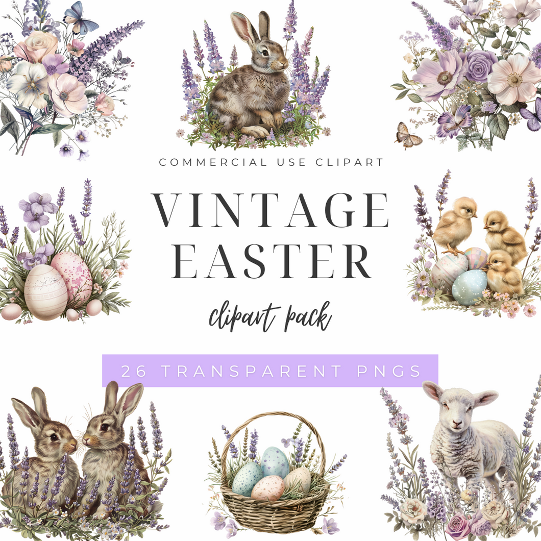 Vintage Easter Clip Art Pack - DIGITAL DOWNLOAD