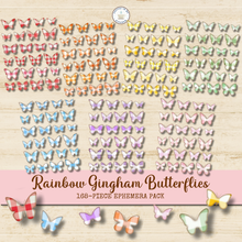 Load image into Gallery viewer, Rainbow Gingham Butterflies Fussy Cuts Pack {DIGITAL DOWNLOAD}
