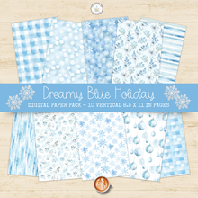 Load image into Gallery viewer, Dreamy Blue Holiday Digital Paper Pack {DIGITAL DOWNLOAD}

