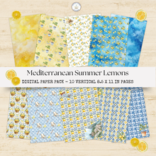 Load image into Gallery viewer, Mediterranean Summer Lemons Digital Paper Pack {DIGITAL DOWNLOAD}
