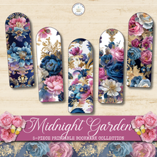 Load image into Gallery viewer, Midnight Garden 5-Piece Printable Bookmark Collection {DIGITAL DOWNLOAD}
