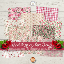 Load image into Gallery viewer, Red Roses for Days Digital Paper Pack {DIGITAL DOWNLOAD}

