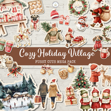 Load image into Gallery viewer, Cozy Holiday Village Fussy Cuts Mega Pack {DIGITAL DOWNLOADS}
