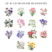 Load image into Gallery viewer, Watercolor Blossoms Clipart Pack DIGITAL DOWNLOAD
