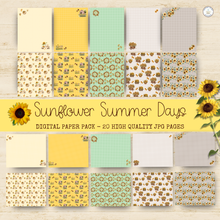 Load image into Gallery viewer, Sunflower Summer Days Digital Paper Pack {DIGITAL DOWNLOAD}
