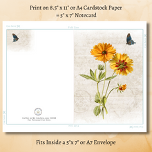 Load image into Gallery viewer, CIMK Vintage Flowers &amp; Butterflies Notecards Set of 4 {Digital Download}

