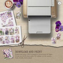 Load and play video in Gallery viewer, Pretty Pansy Garden Envelopes &amp; Tags Set {DIGITAL DOWNLOAD}
