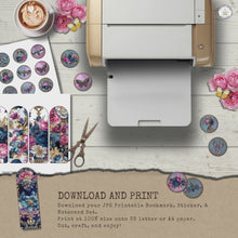 Load and play video in Gallery viewer, Midnight Garden Bookmark, Sticker, &amp; Notecard Set {DIGITAL DOWNLOAD}
