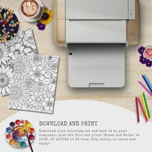 Load and play video in Gallery viewer, Dreamy Florals 6-Piece Coloring Pages Collection {DIGITAL DOWNLOAD}
